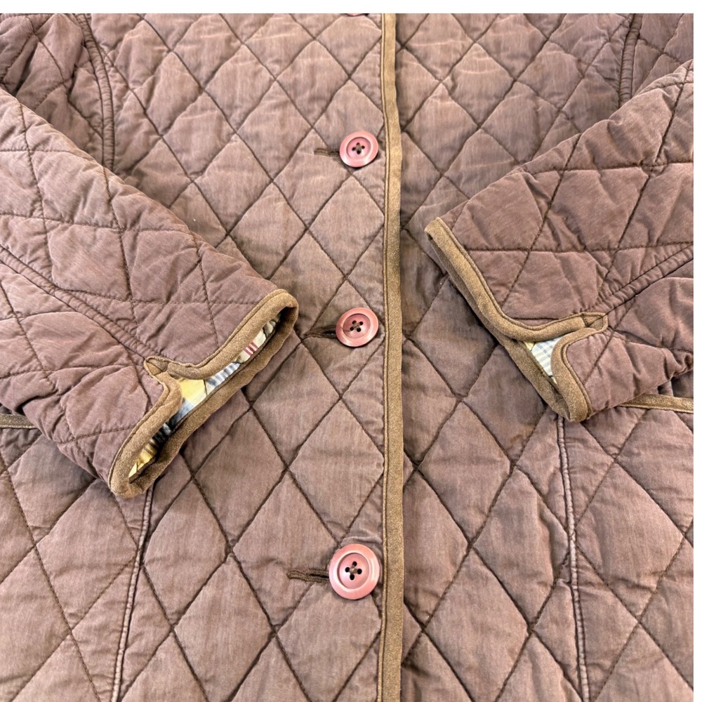 L.L. Bean Quilted Utility Jacket in Brown with Pink Accents - Picture 4 of 16